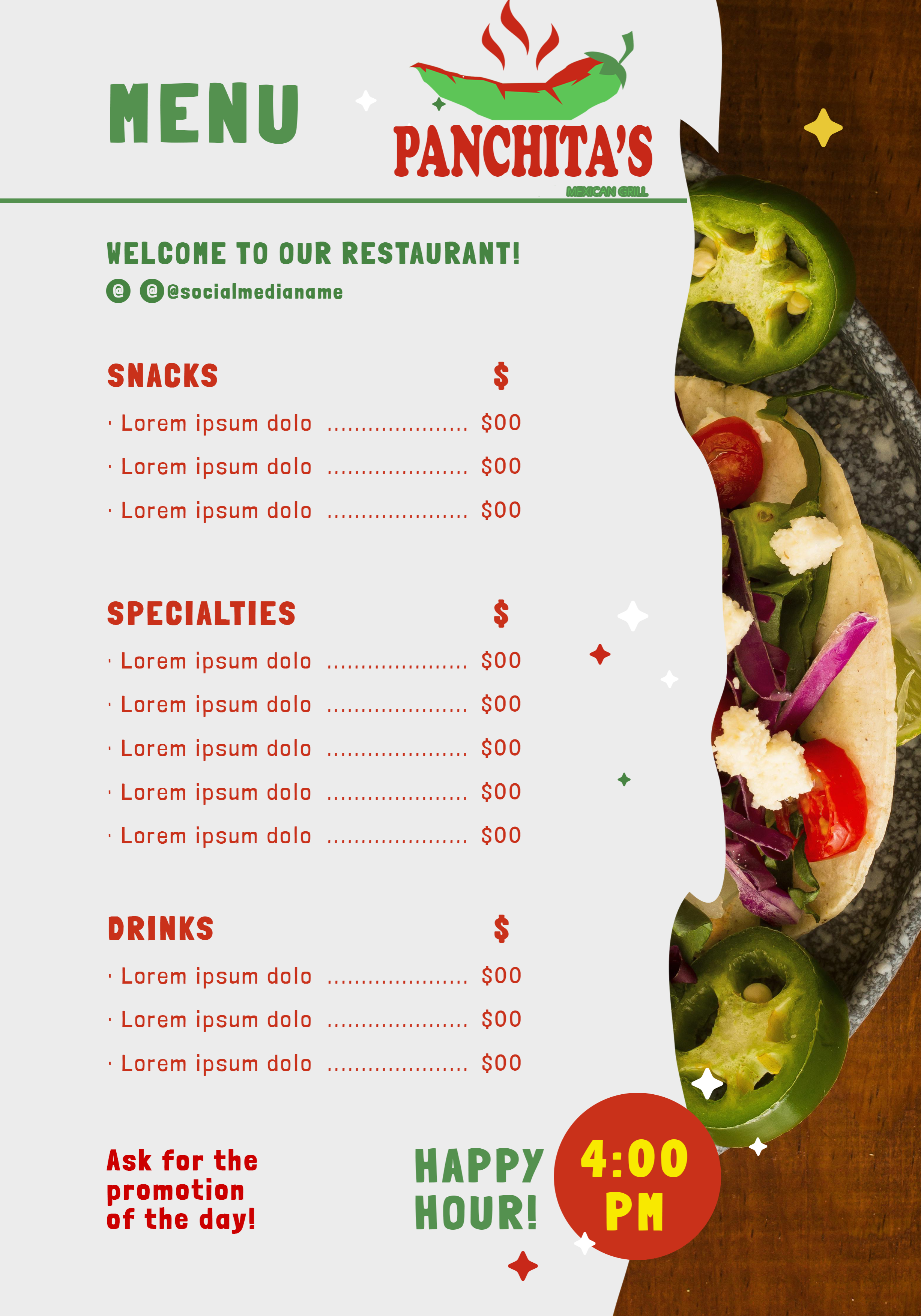 mexican menu salas digital